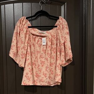 LOFT Floral Coral Blouse